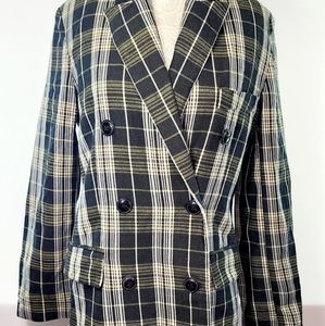 Mango MNG plaid tartan double-breasted blazer